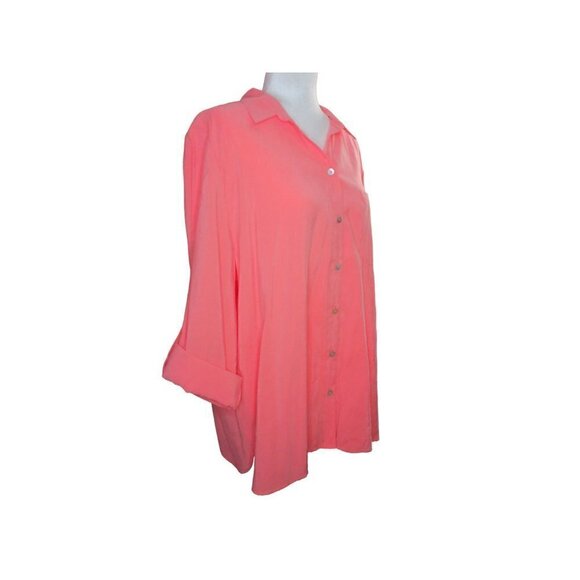Chico's Coral Button UP Collared Long Sleeve Size 3 Shirt NWT - Picture 5 of 12